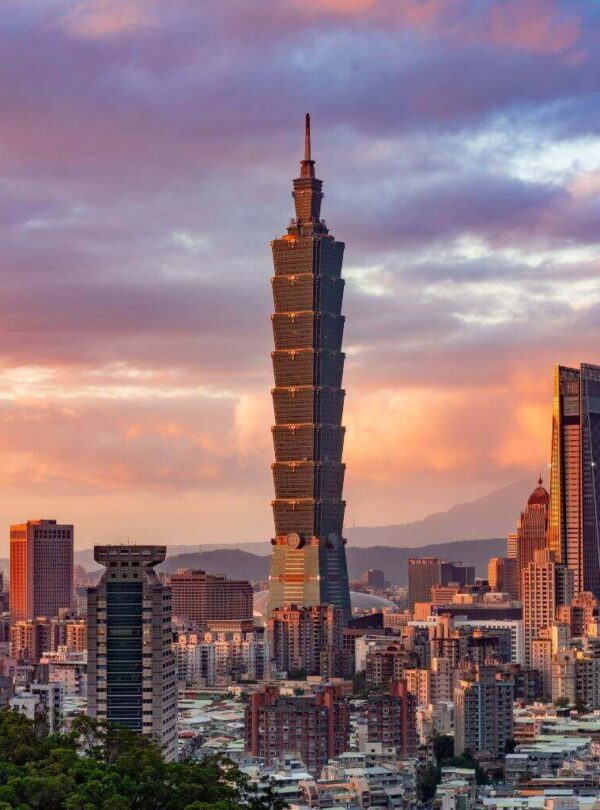 City View of Taipei 101 Tower During Sunset