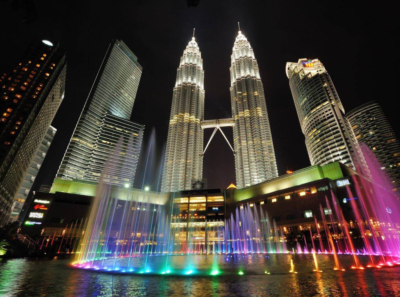 Petronas Twin Towers at night Kuala Lumpur Malaysia