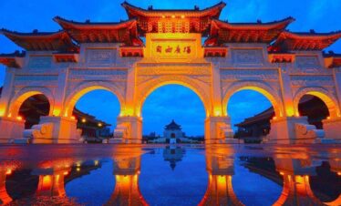 illuminated monument Taipei Taiwan