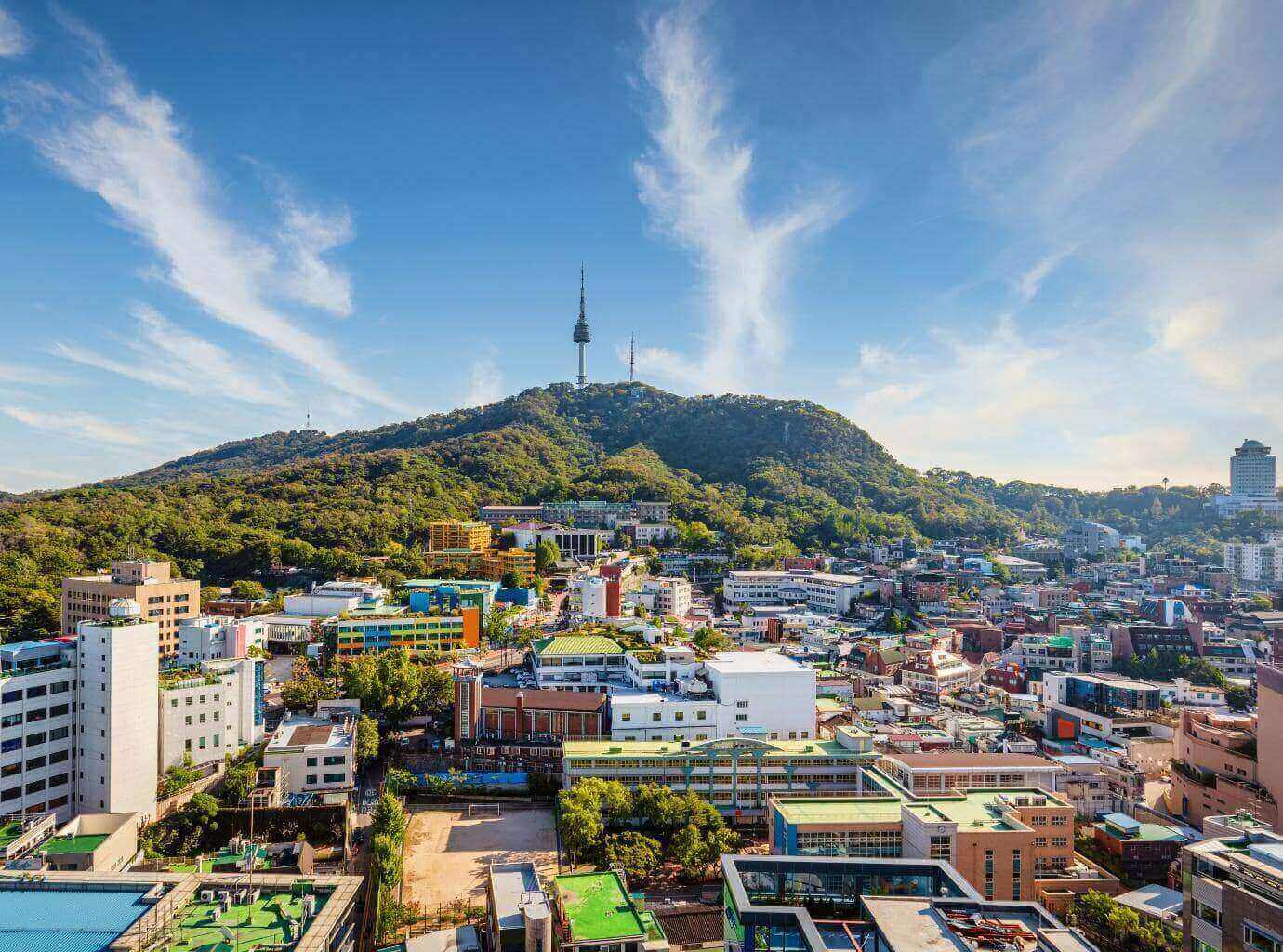 Seoul Cityscape Aerial Panorama View of Seoul and Tower Seoul South