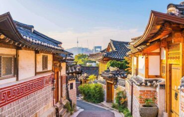 Sunrise at Bukchon Hanok Village Seoul South Korea