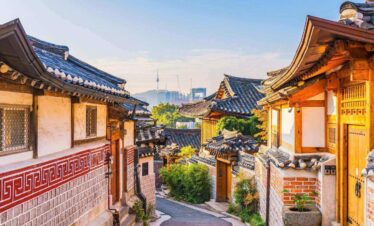 Sunrise at Bukchon Hanok Village Seoul South Korea