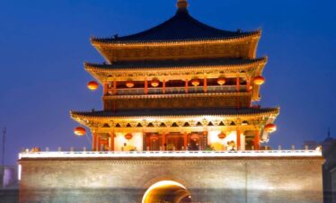 Bell Tower at Night Xian China